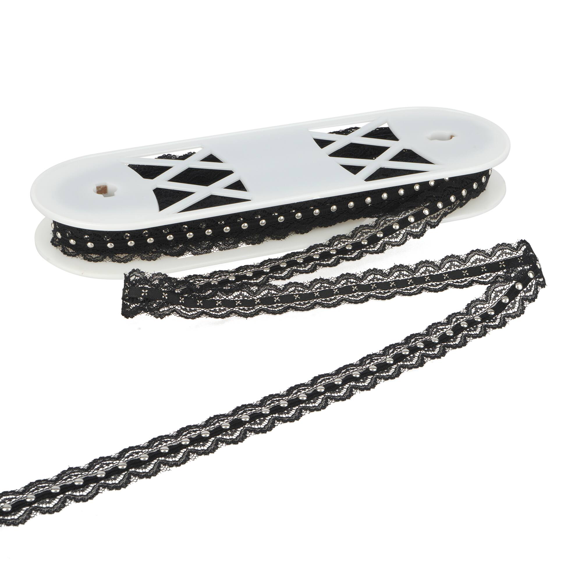 0.75" Black Lace Trim with Beads by Celebrate It®
